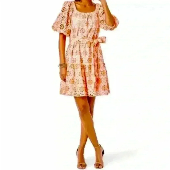 Lilly Pulitzer Kerrigan Dress in Cantaloupe Funflower Sz Medium - Picture 2 of 7